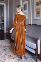 Square neck velvet dress with ruffles