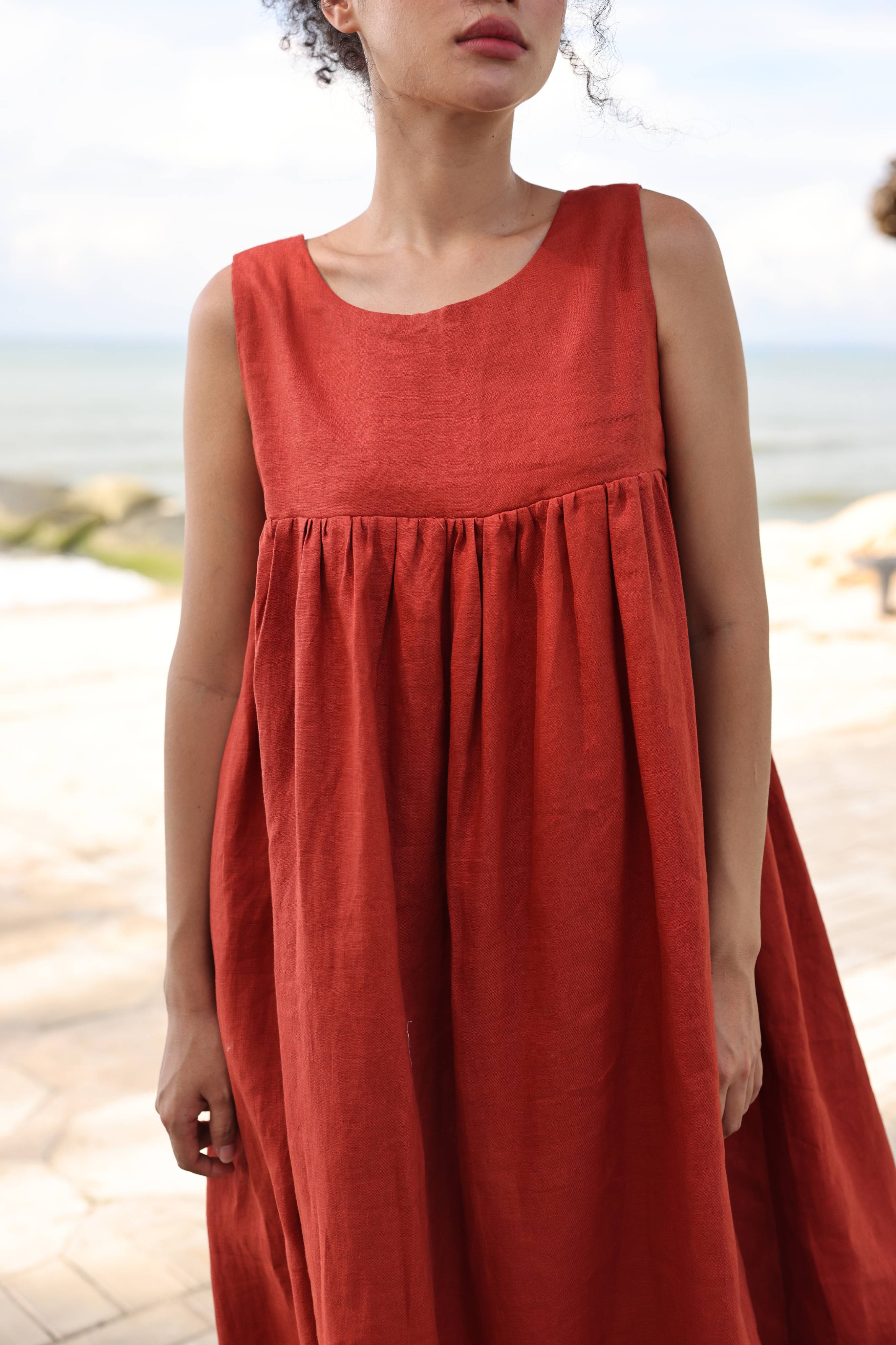 Strappy back linen dress
