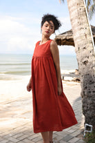 Strappy back linen dress
