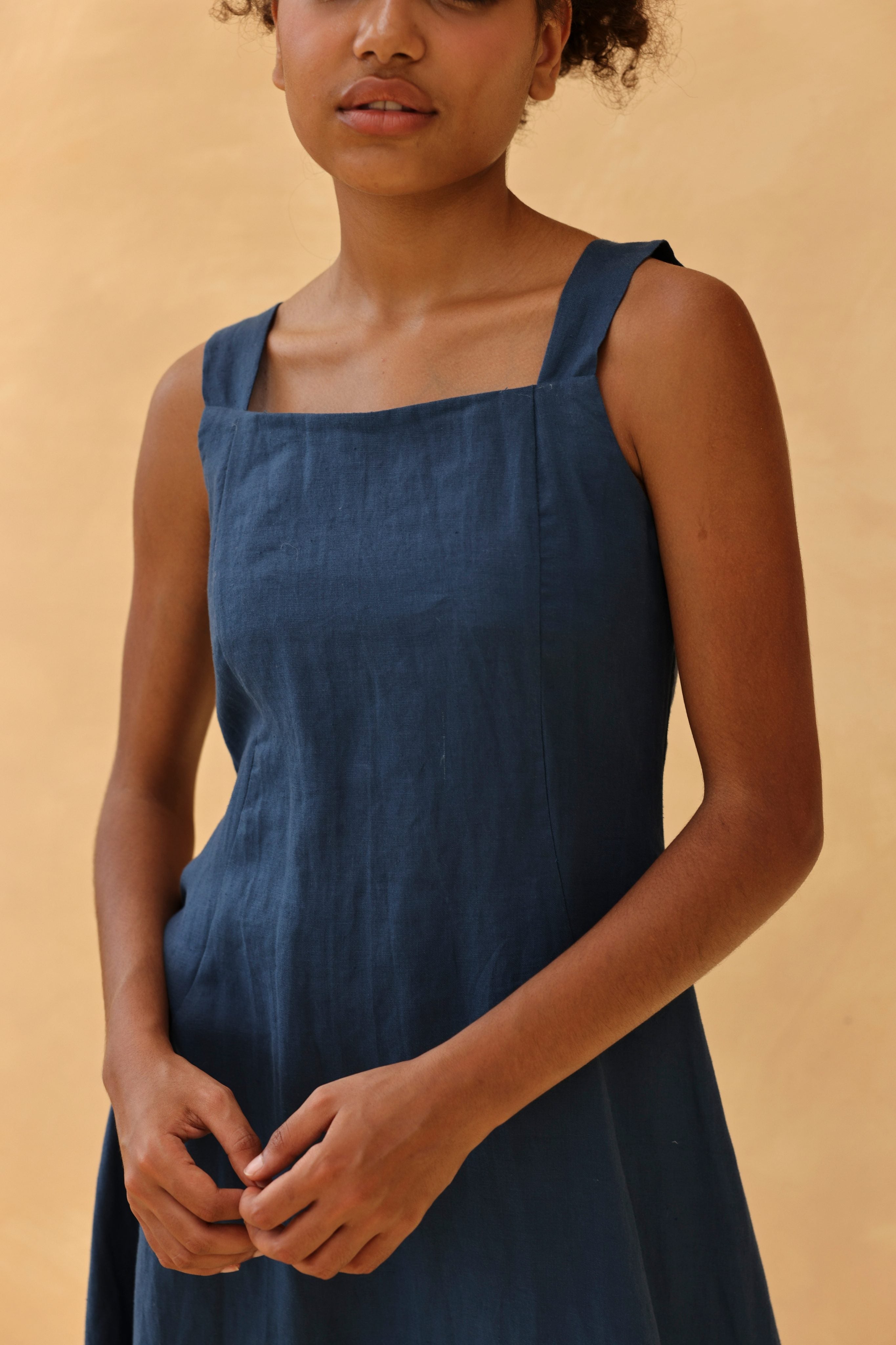 Strappy linen midi dress