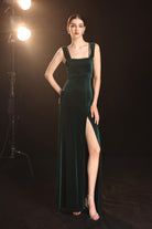 Strappy off-the-shoulder velvet dress
