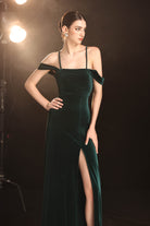 Strappy off-the-shoulder velvet dress