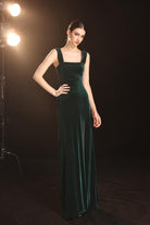 Strappy off-the-shoulder velvet dress
