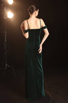 Strappy off-the-shoulder velvet dress