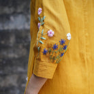 Summer linen dress with hand embroidery