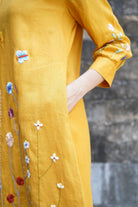 Summer linen dress with hand embroidery