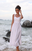 Sweetheart neckline linen dress