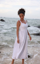 Sweetheart neckline linen dress