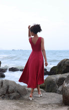 Tie front linen dress