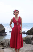 Tie front linen dress