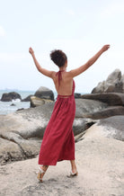 Tie neck linen dress