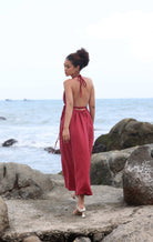 Tie neck linen dress