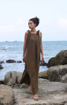 Tie shoulder linen dress