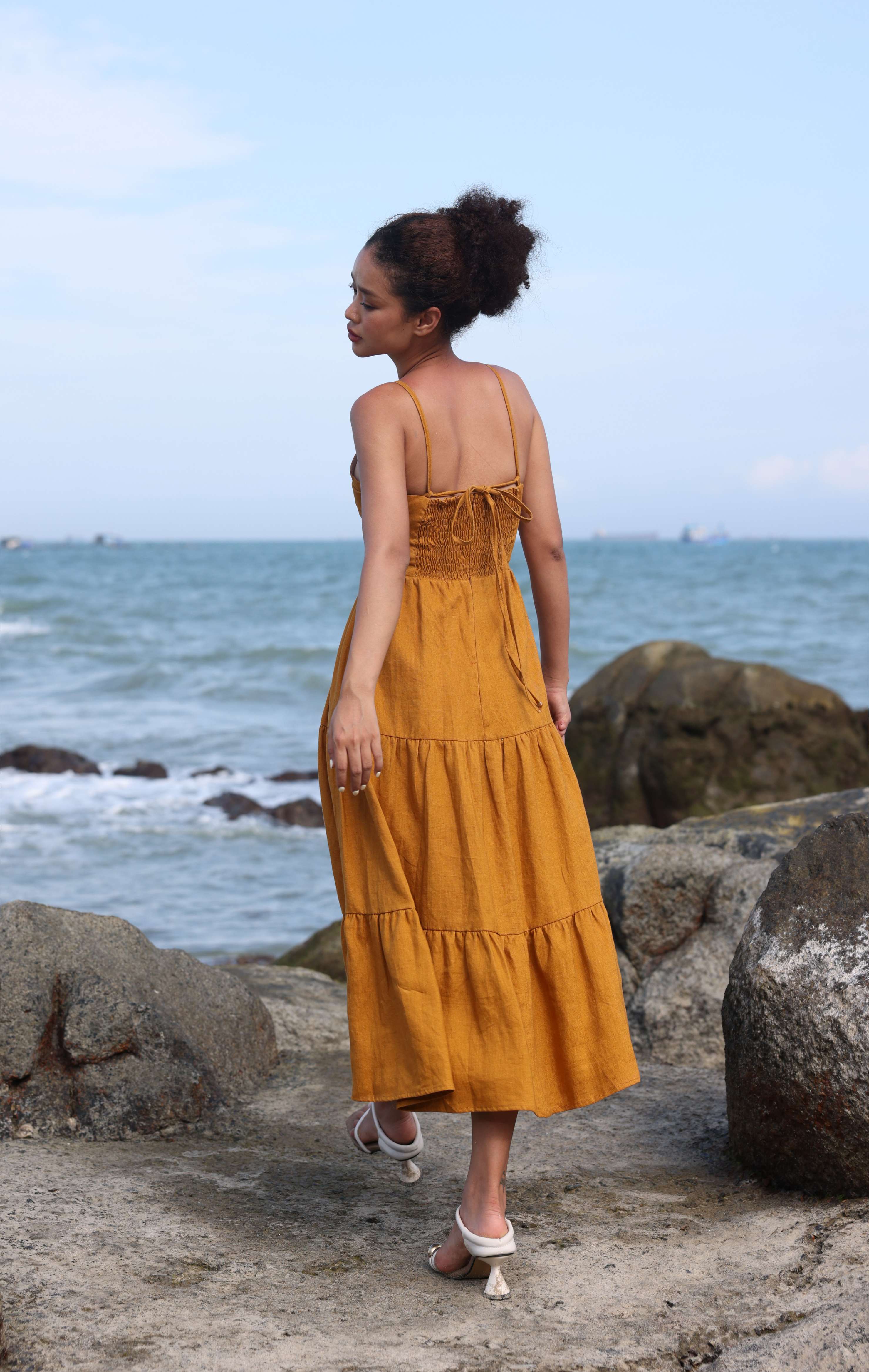 Tiered linen dress