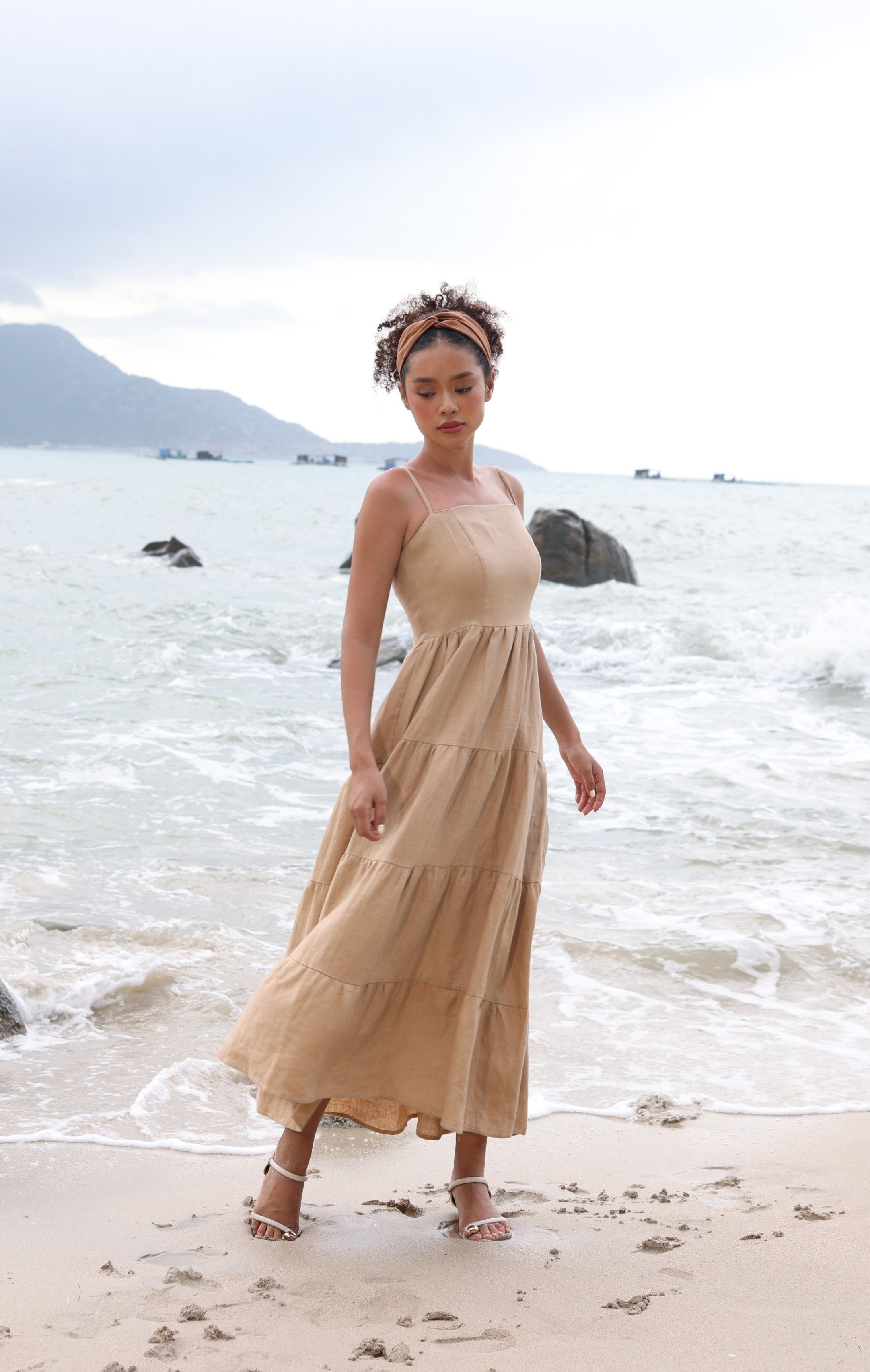 Tiered linen summer dress