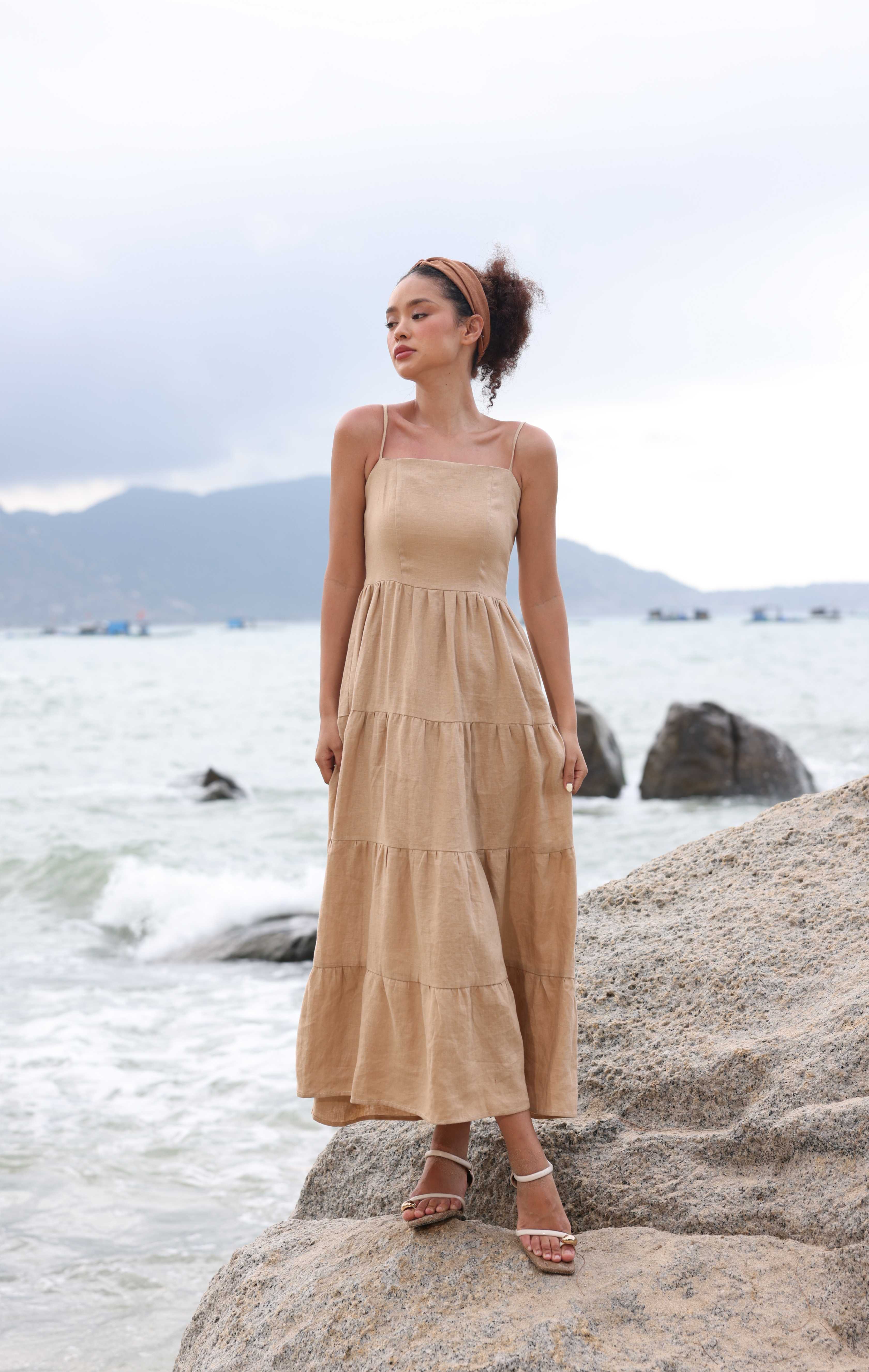 Tiered linen summer dress