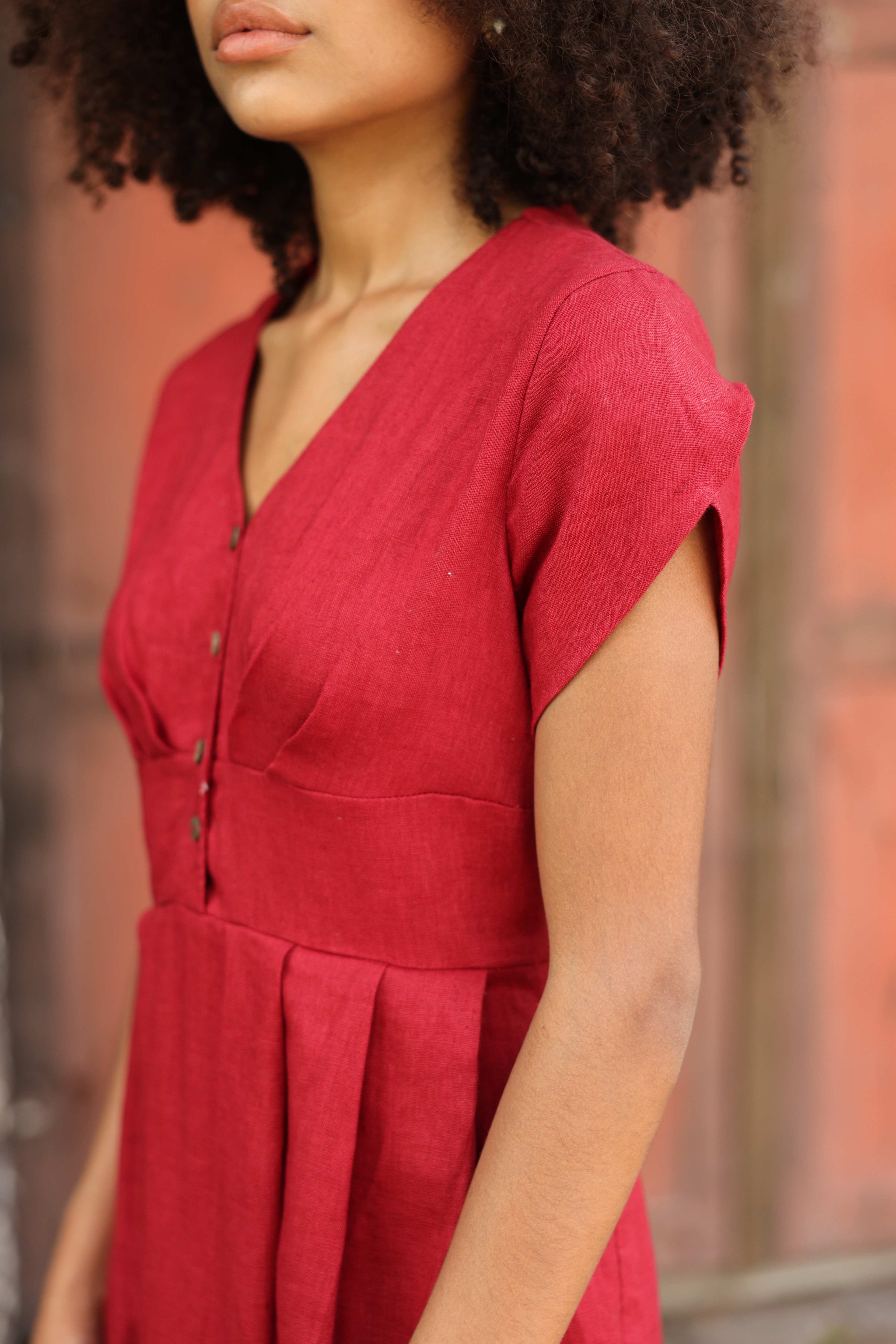 Tulip sleeves linen dress