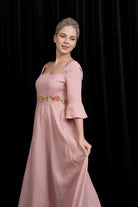 V-back embroidered dress