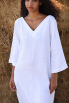 V-neck linen dress