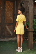 V-neck linen short dress