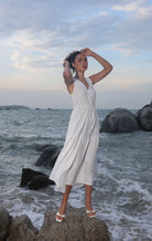 V-neck summer linen dress