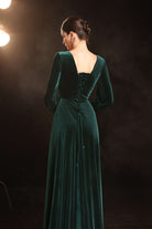 V-neck velvet evening gown