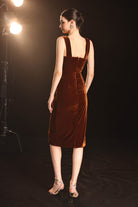 Velvet cocktail dress with slit 