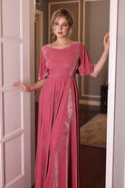 velvet dress flutter sleeves