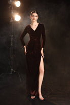 Evening gown with draped waist