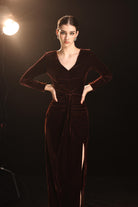 Evening gown with draped waist