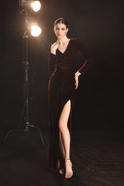 Evening gown with draped waist
