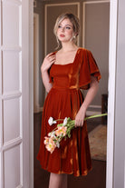 Velvet flutter sleeve dress