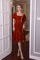 Velvet flutter sleeve dress
