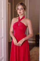 velvet halter formal dress