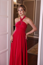 velvet halter formal dress