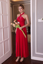 velvet halter formal dress
