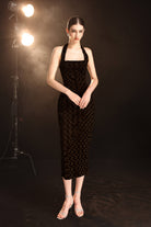 Velvet halter midi dress