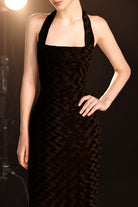 Velvet halter midi dress