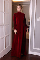 velvet high neck maxi dress