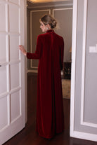 velvet high neck maxi dress