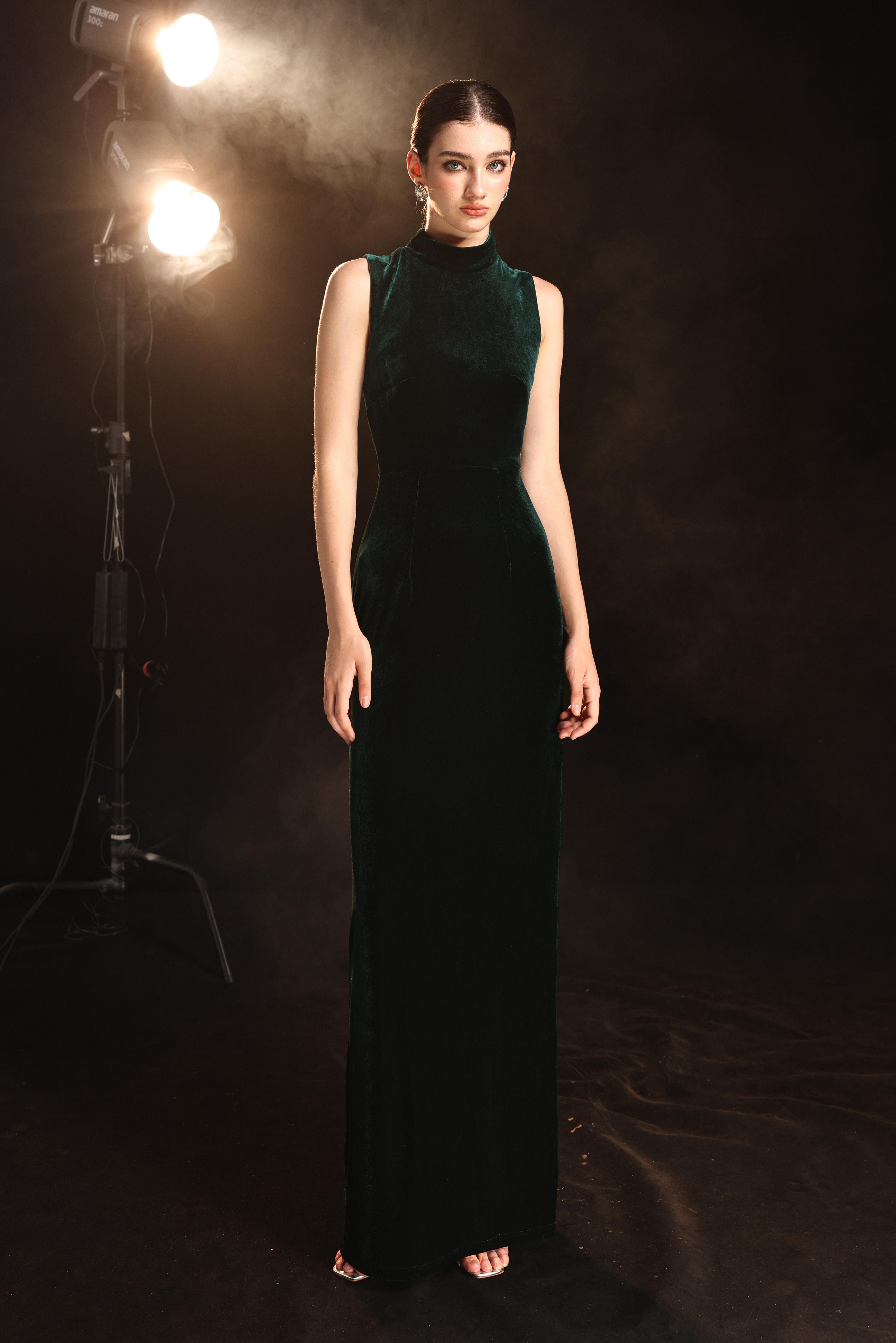 Velvet mock neck gown
