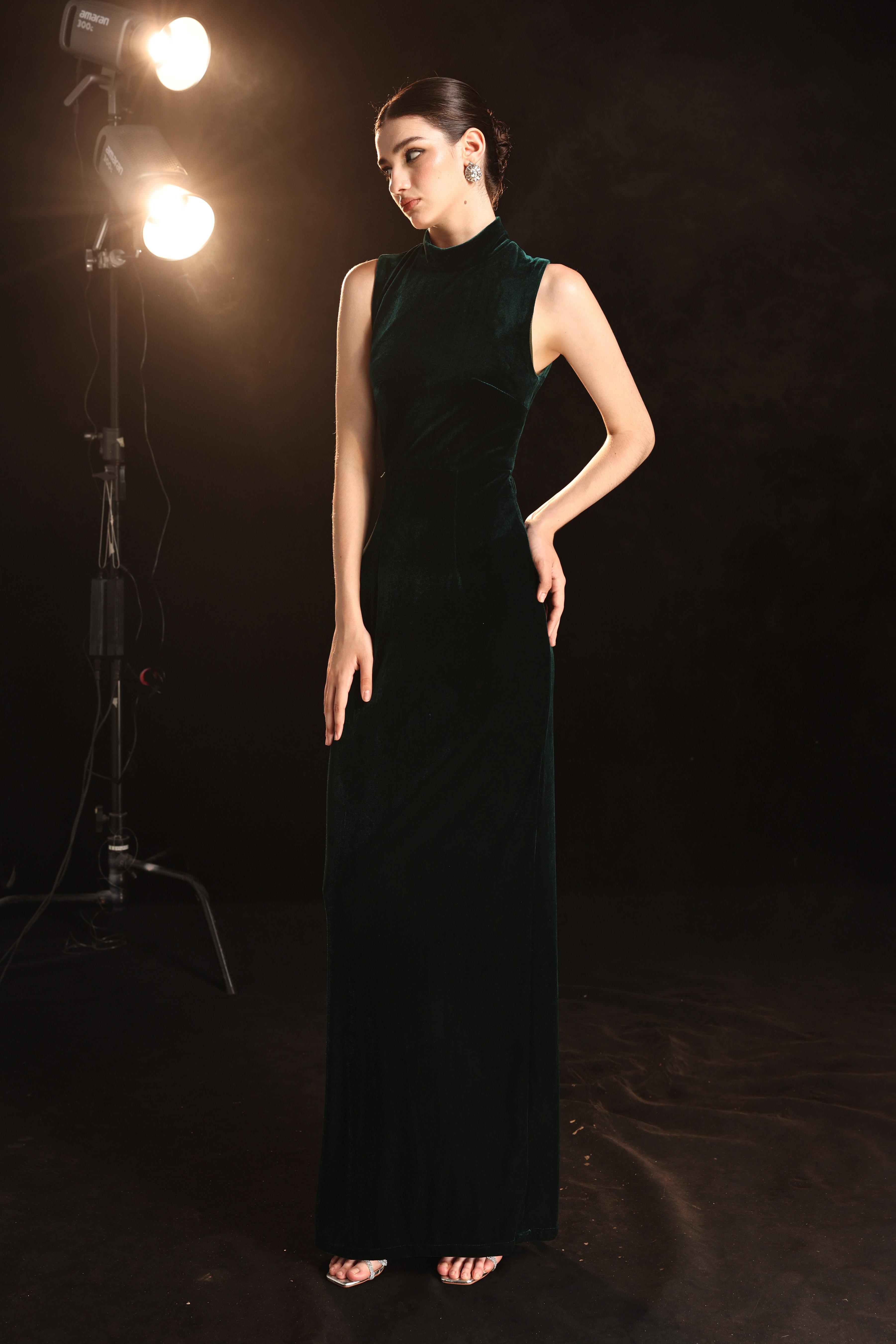 Velvet mock neck gown