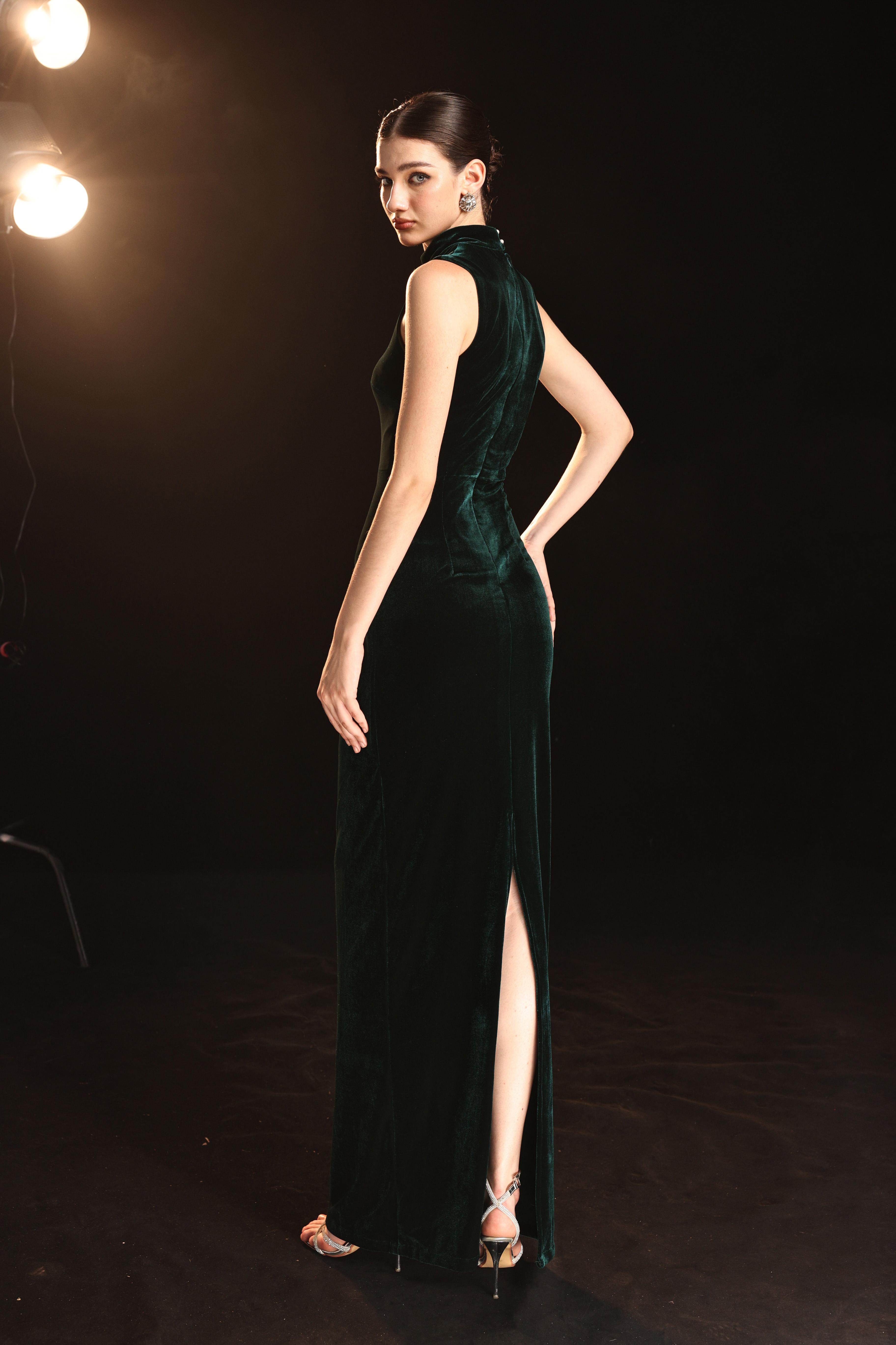 Velvet mock neck gown