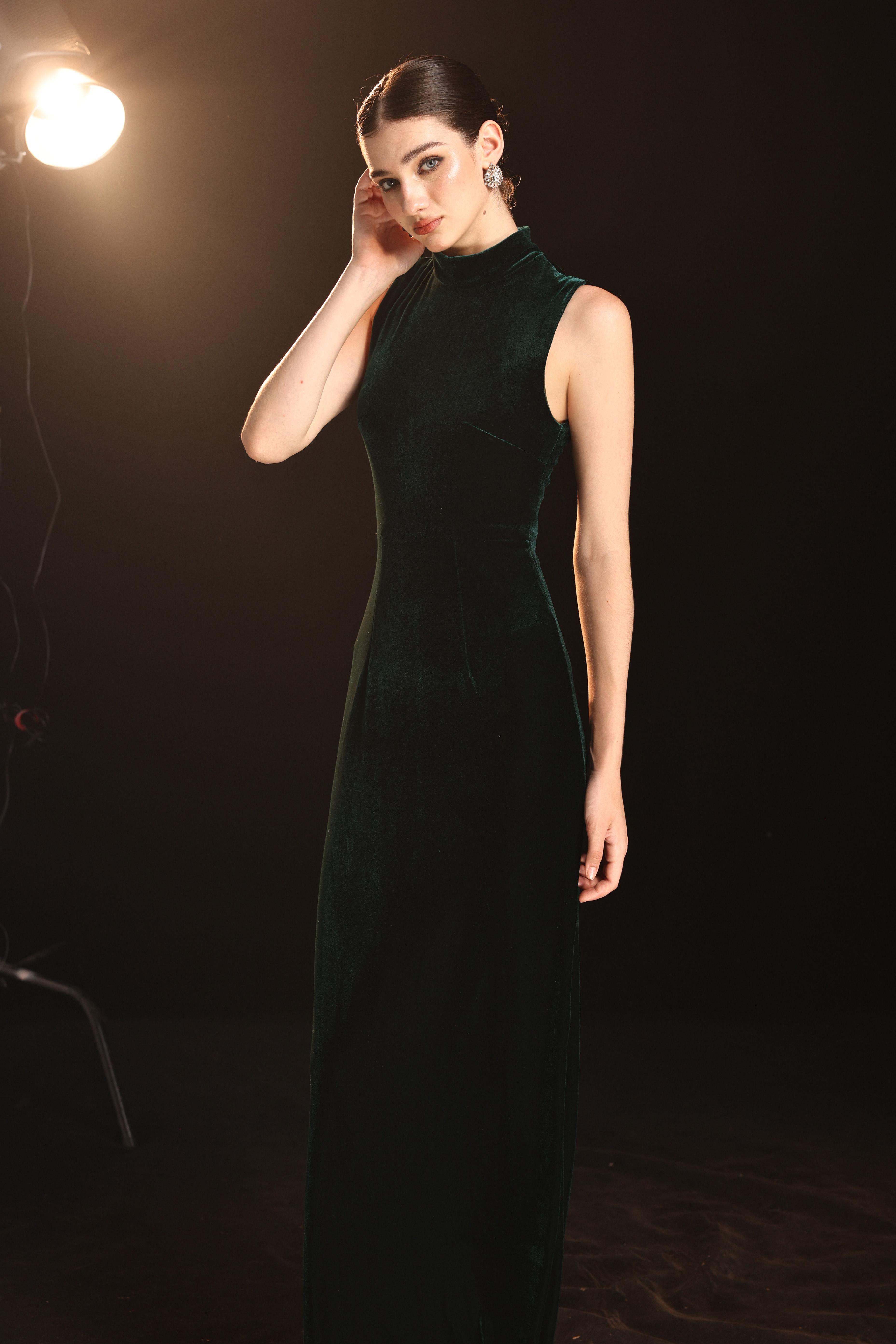 Velvet mock neck gown