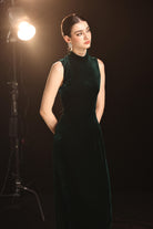 Velvet mock neck gown