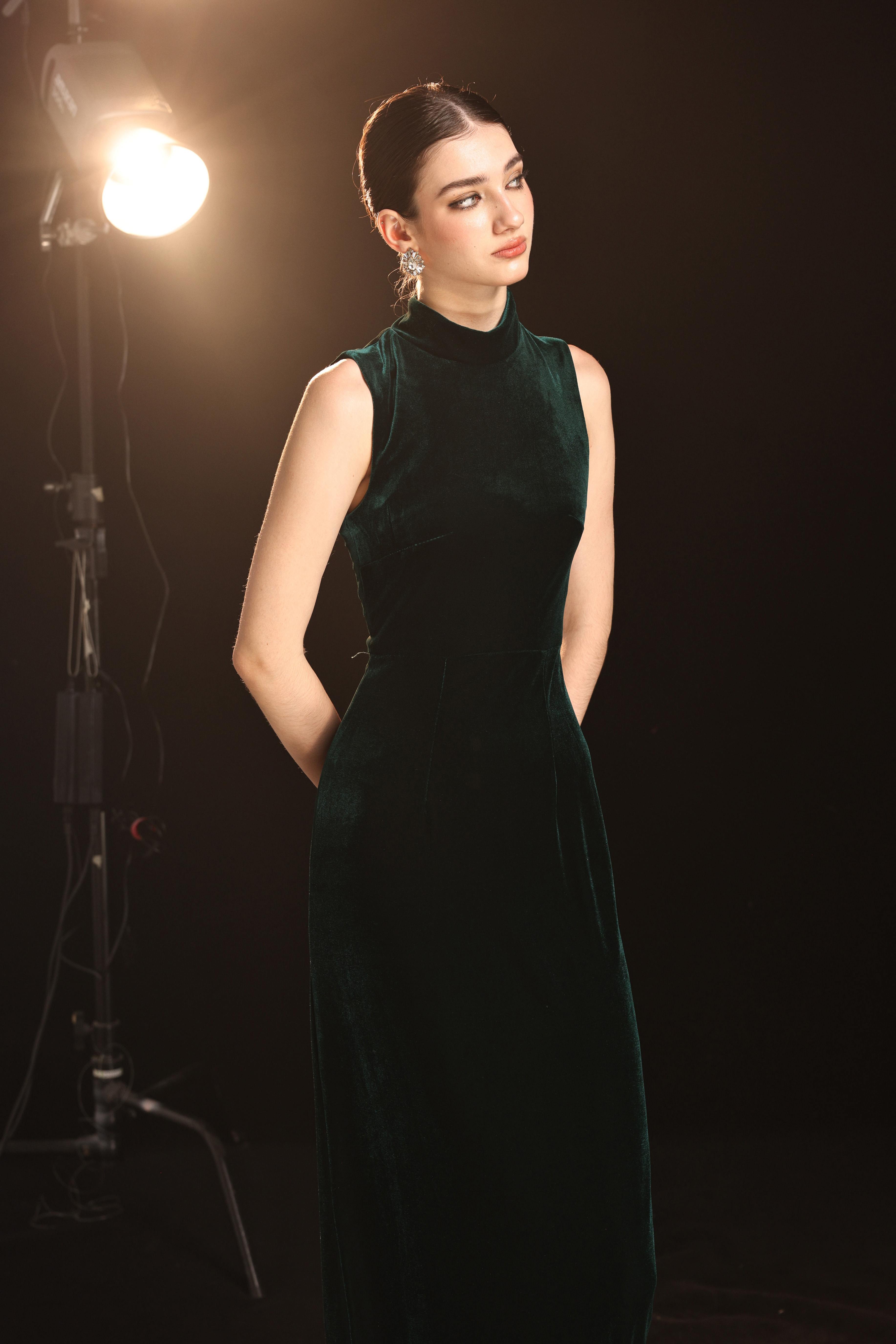 Velvet mock neck gown