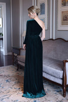 Velvet one-sleeve maxi dress