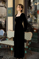 Velvet puff sleeve dress