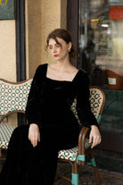Velvet puff sleeve dress