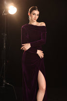 Velvet side slit formal gown